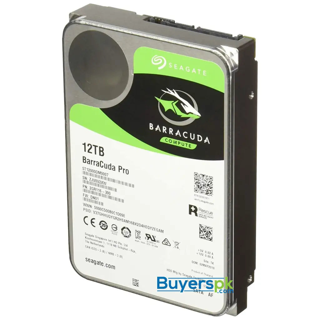 Seagate BarraCuda Pro Internal Hard Drive SATA HDD 12TB 6GB/s 256MB Cache 3.5-Inch (ST12000DM0007) 5 Yrs Warranty - Hard Drive Seagate BarraCuda Pro Internal Hard Drive SATA HDD 12TB 6GB/s 256MB Cache 3.5-Inch (ST12000DM0007) 5 Yrs Warranty - Hard Drive